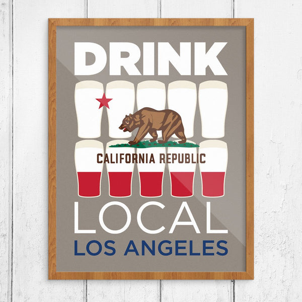 Drink Local Los Angeles Beer Glasses Print