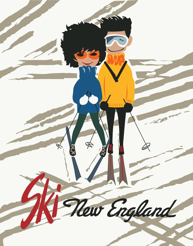Hip Ski New England Couple Magnet