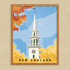 New England Church Steeple Travel Poster Print