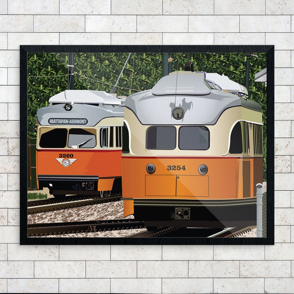 Mattapan-Ashmont High Speed Trolleys Passing Print