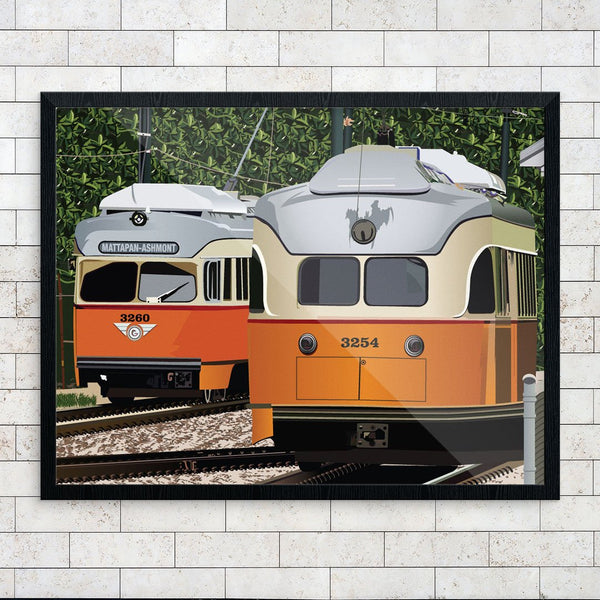 Mattapan-Ashmont High Speed Trolleys Passing Print