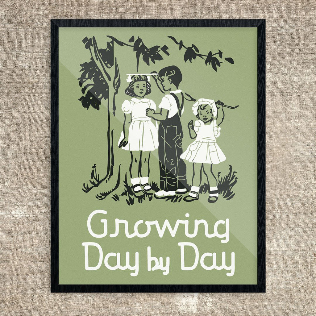 Growing Up Day By Day Vintage Children Print