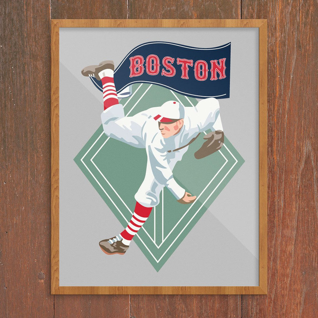 Boston World Champs Baseball Player Print