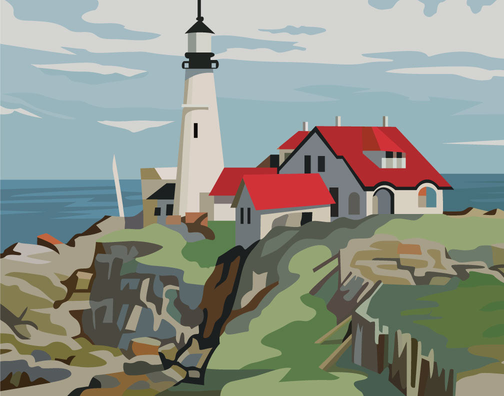 Paint By Number Portland Head Lighthouse Magnet