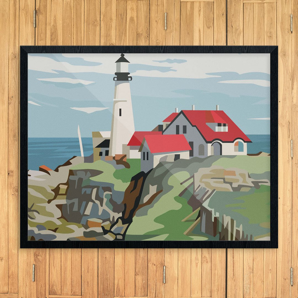 Paint By Number Portland Head Lighthouse 11 x 14 Print