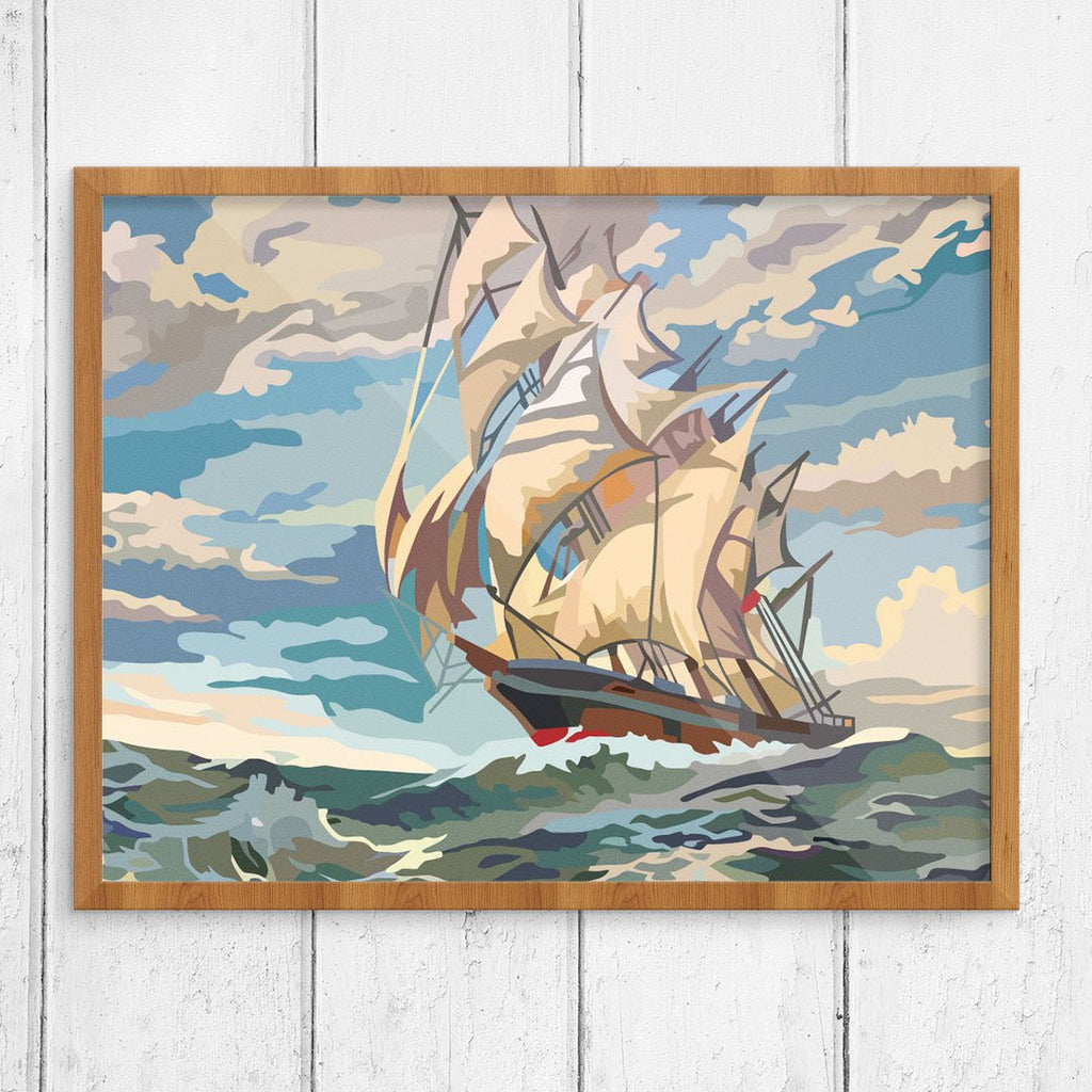 Paint By Number Ship Under Sail Finished Print – Fridgedoor