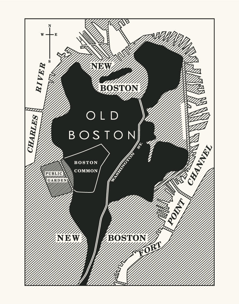 Vintage Old Boston New Boston Map Magnet