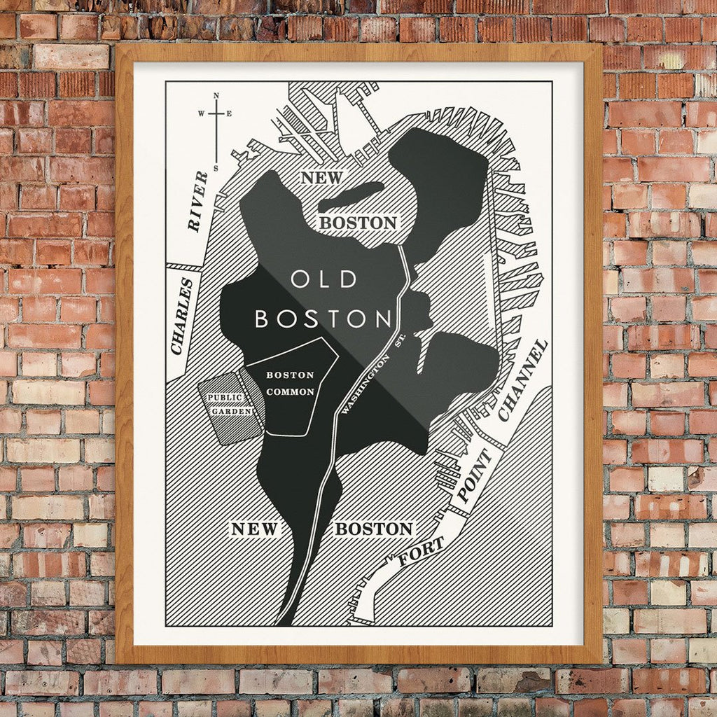 Vintage Old Boston New Boston Map Print