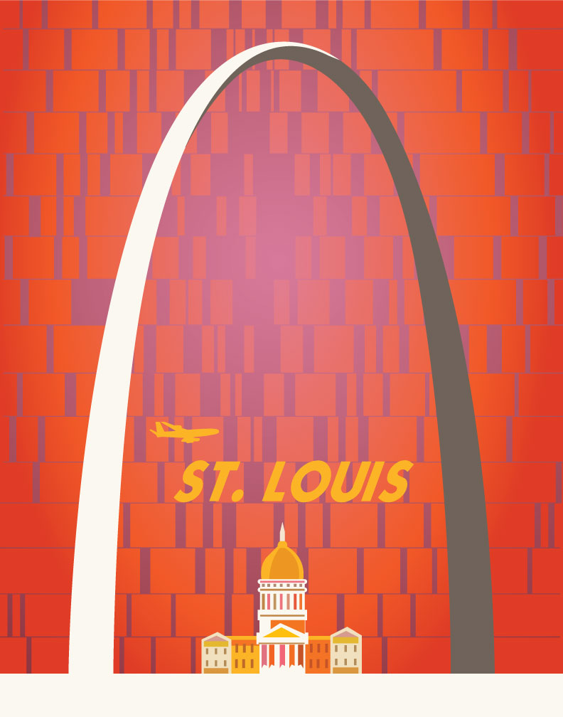 St. Louis Gateway Arch Vintage Travel Poster Magnet
