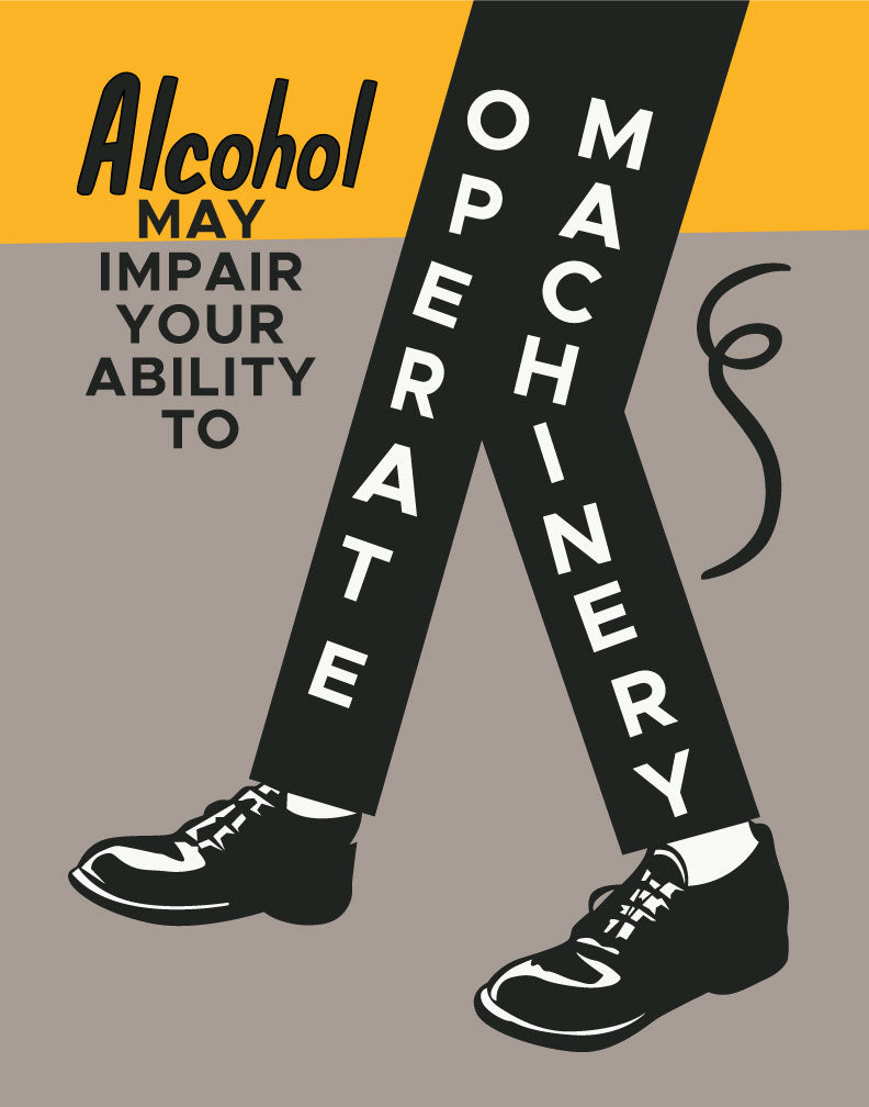 Alcohol May Impair Your Ability to Operate Machinery Vintage Print Magnet
