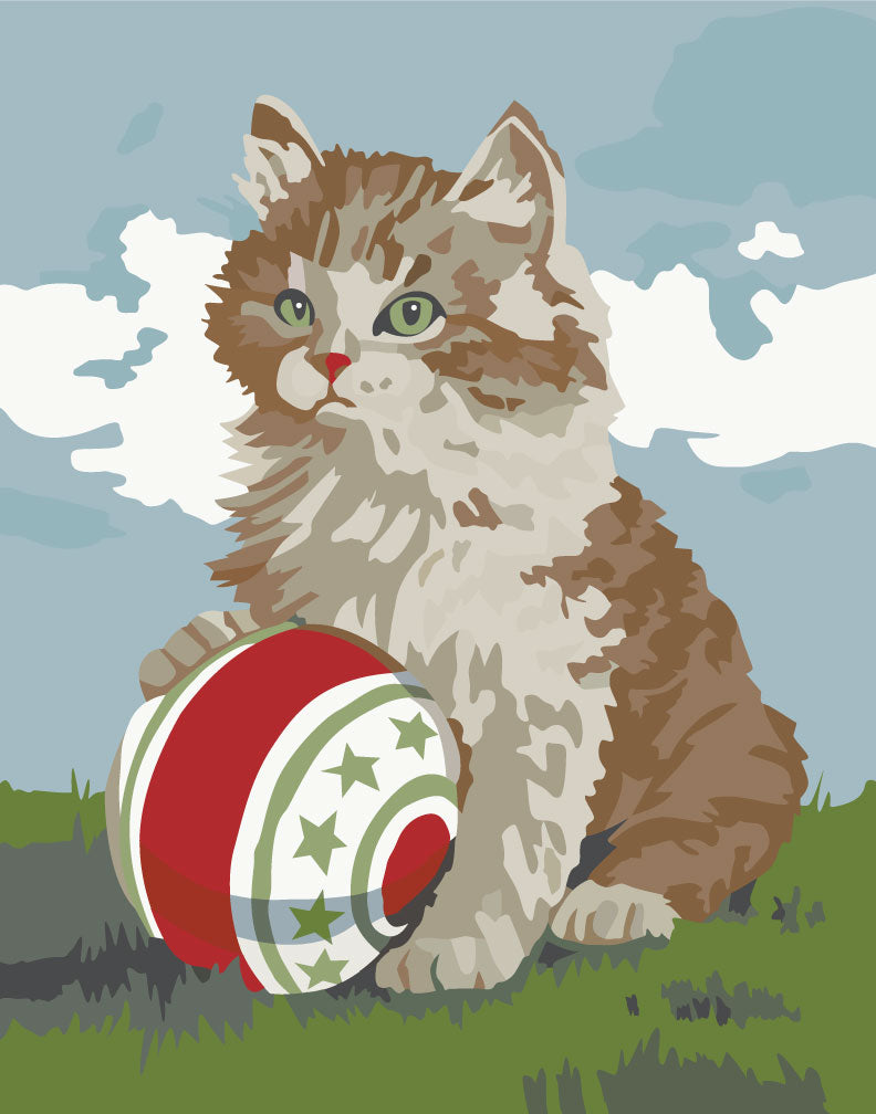 Paint By Number Cat and Ball Magnet