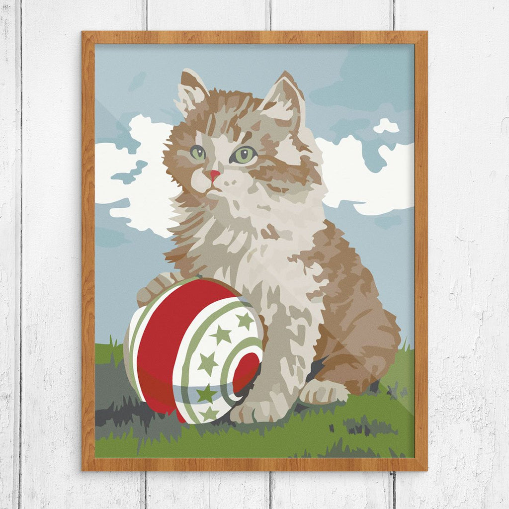 Paint By Number Cat and Ball Print