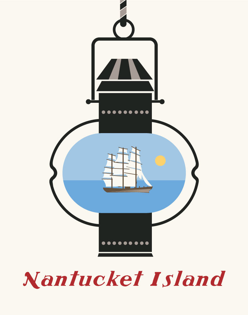 Nantucket Island Lantern and Whaling Ship Magnet