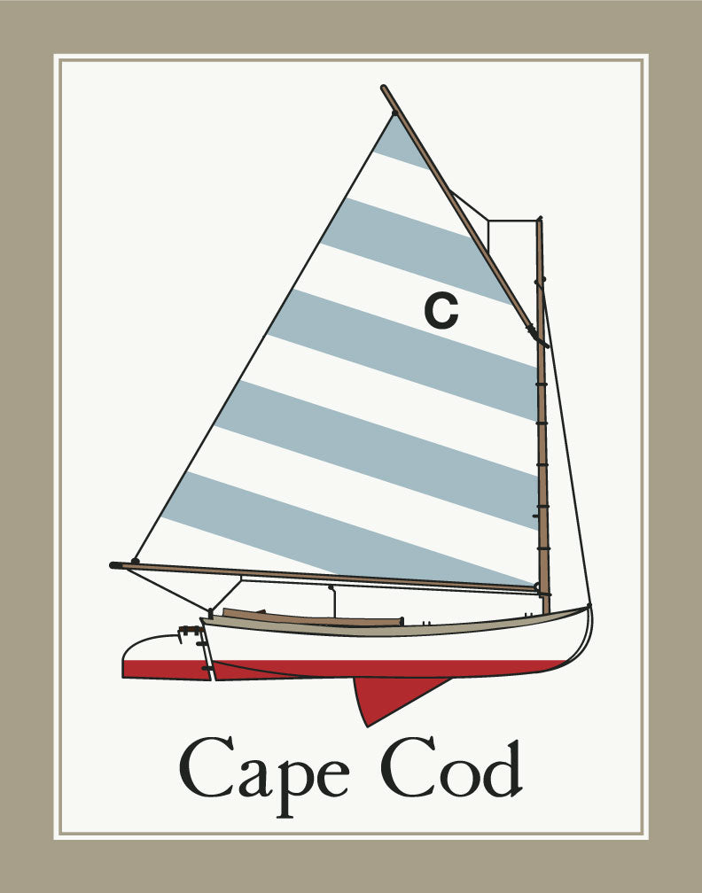 Cape Cod Beetle Cat with a Striped Sail Magnet