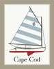 Cape Cod Beetle Cat with a Striped Sail Magnet