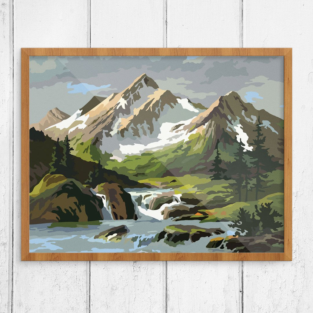 Paint By Number Snowy Mountain and Stream Print