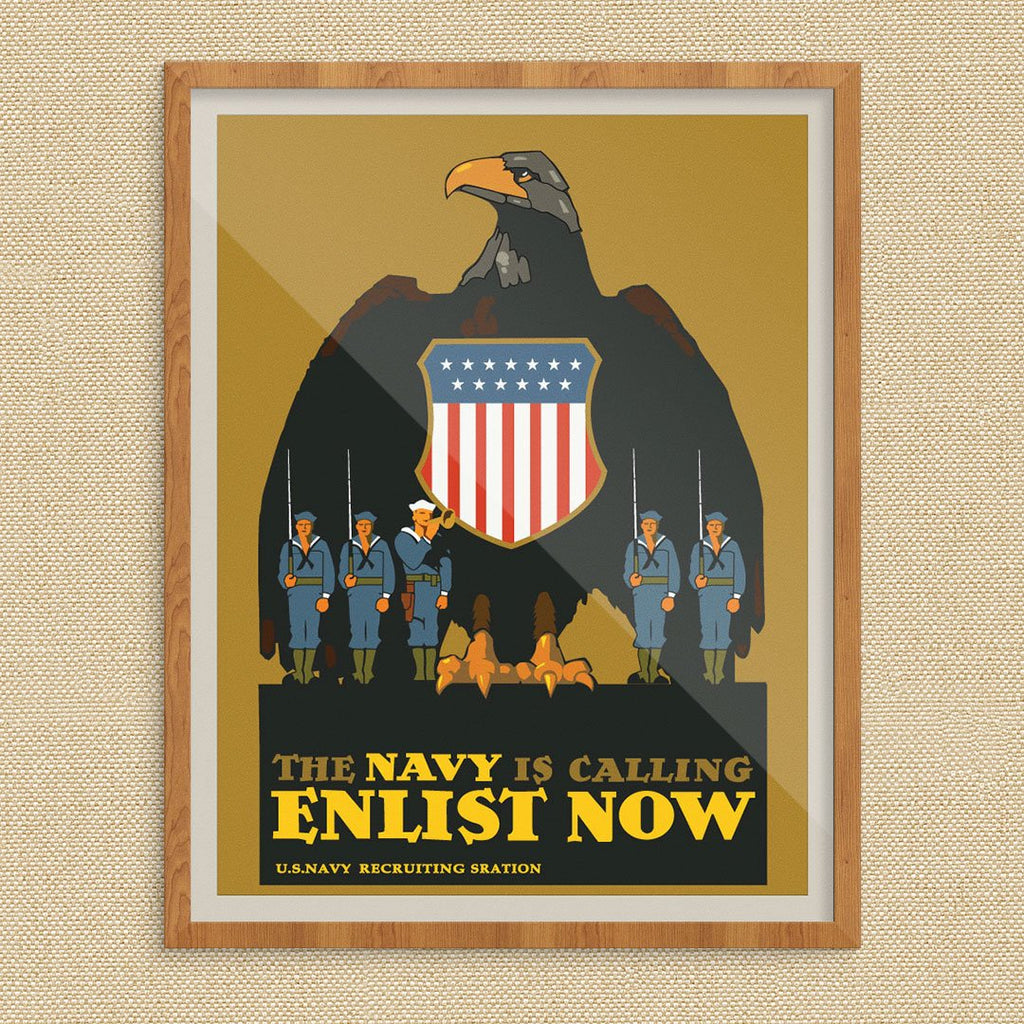 The Navy is Calling Enlist Now WWI Recruitment Poster Print