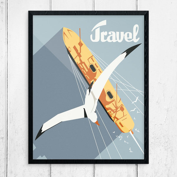 Travel Seagul & Cruise Ship Aerial View Print