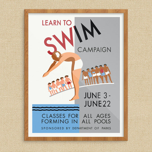 Learn to Swim WPA Poster Print