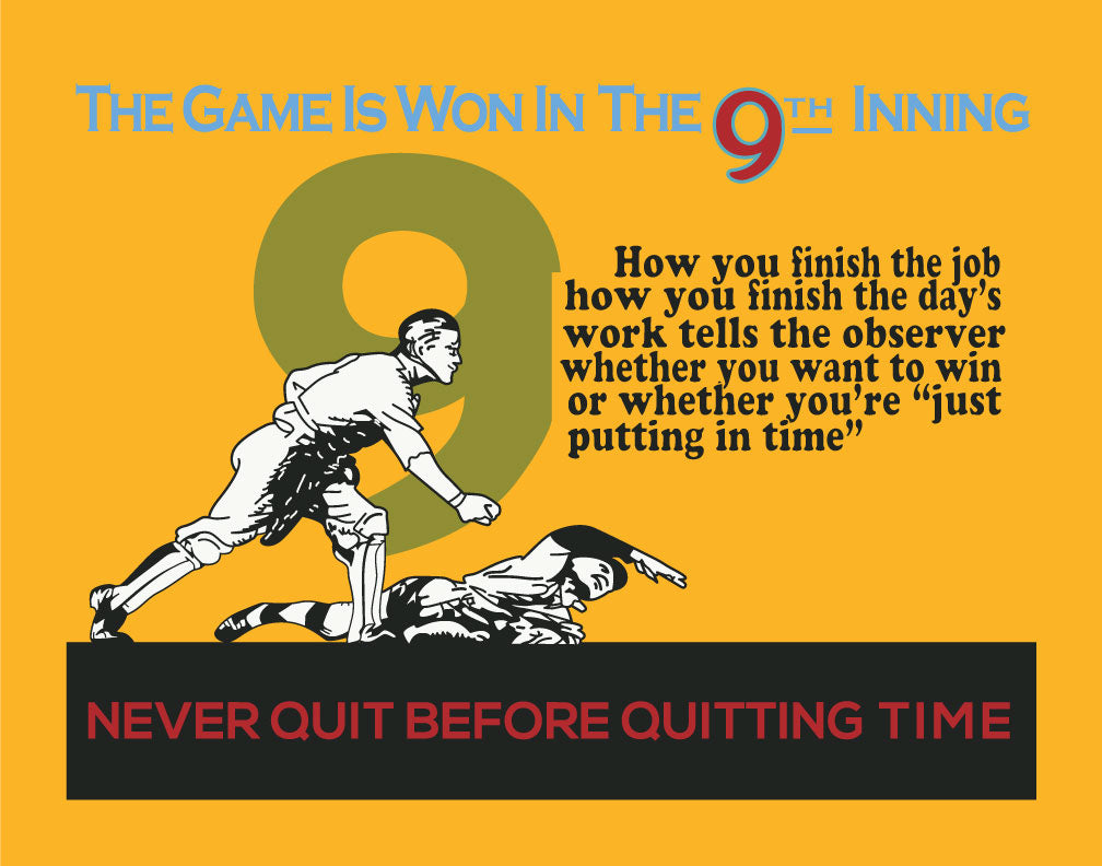 Mather & Co The Game is Won in the 9th Inning Workplace Motivational Poster magnet & print
