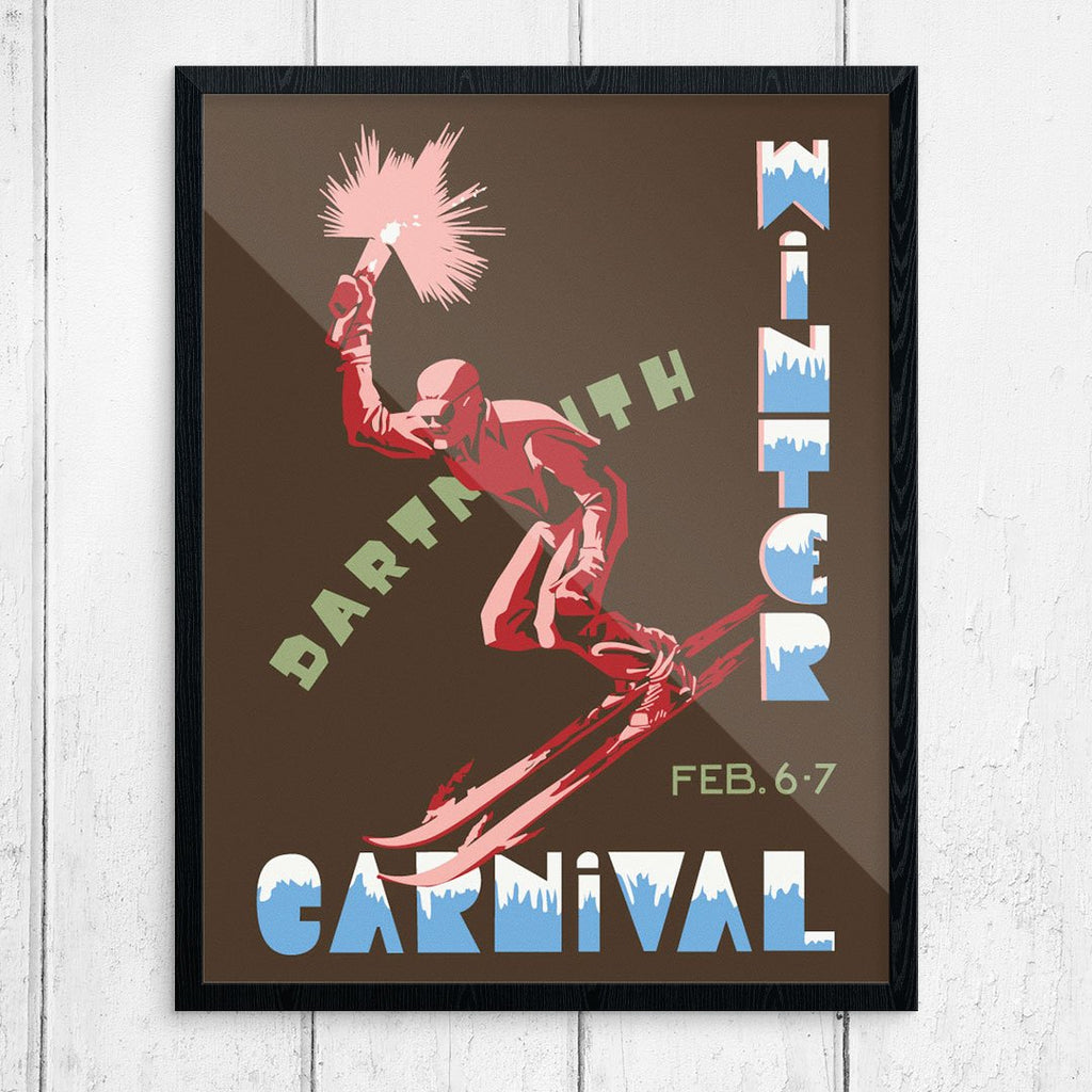 Dartmouth Winter Carnival 1953 Torch Skier Print