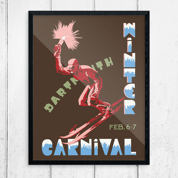 Dartmouth Winter Carnival 1953 Torch Skier Print