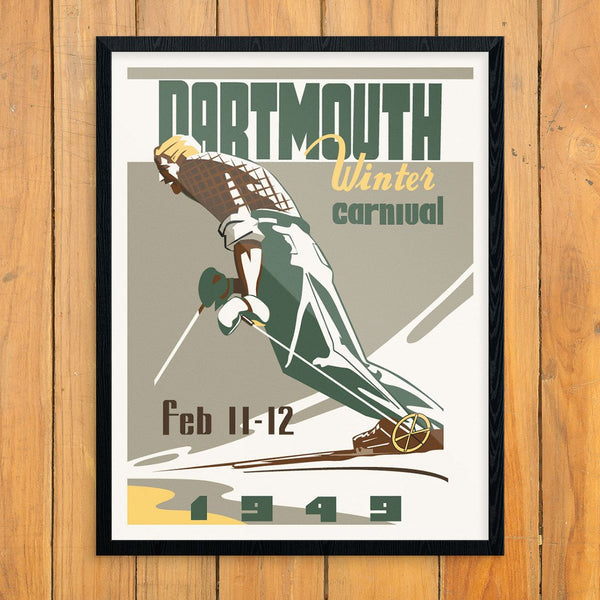 Dartmouth Winter Carnival 1949 Leaning Skier Print