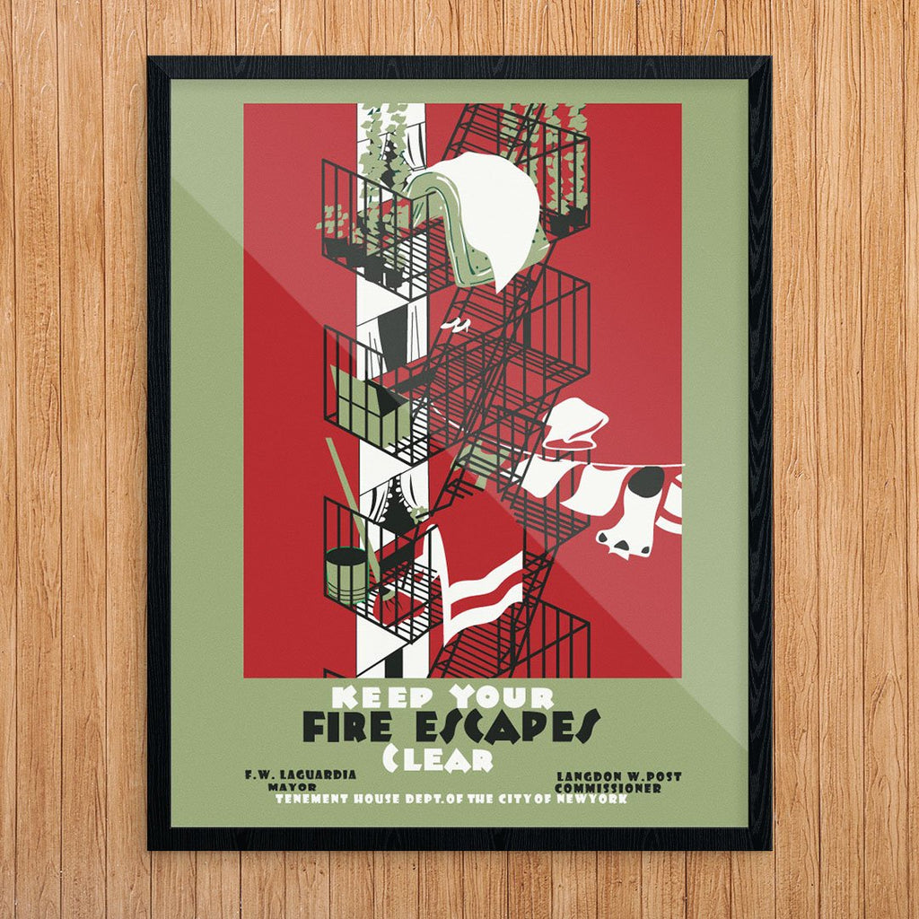 Keep Your Fire Escapes NYC WPA Era Print