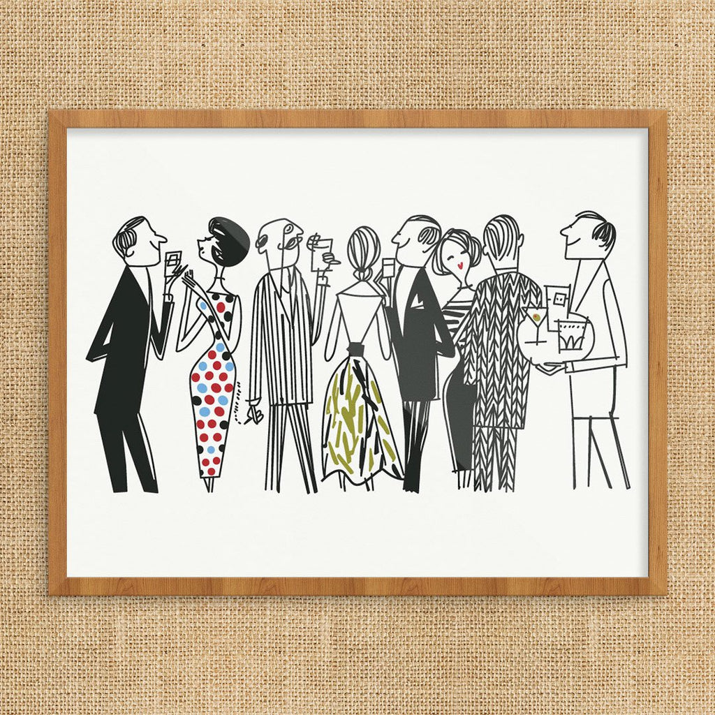 Fashionable Cocktail Party Crowd Print