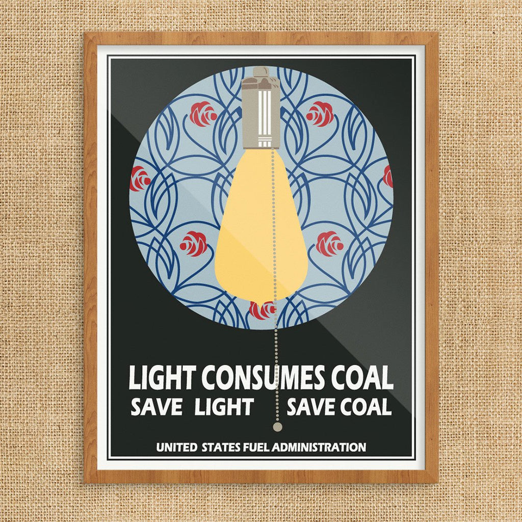 Light Consumes Coal Conserve Electricity Print