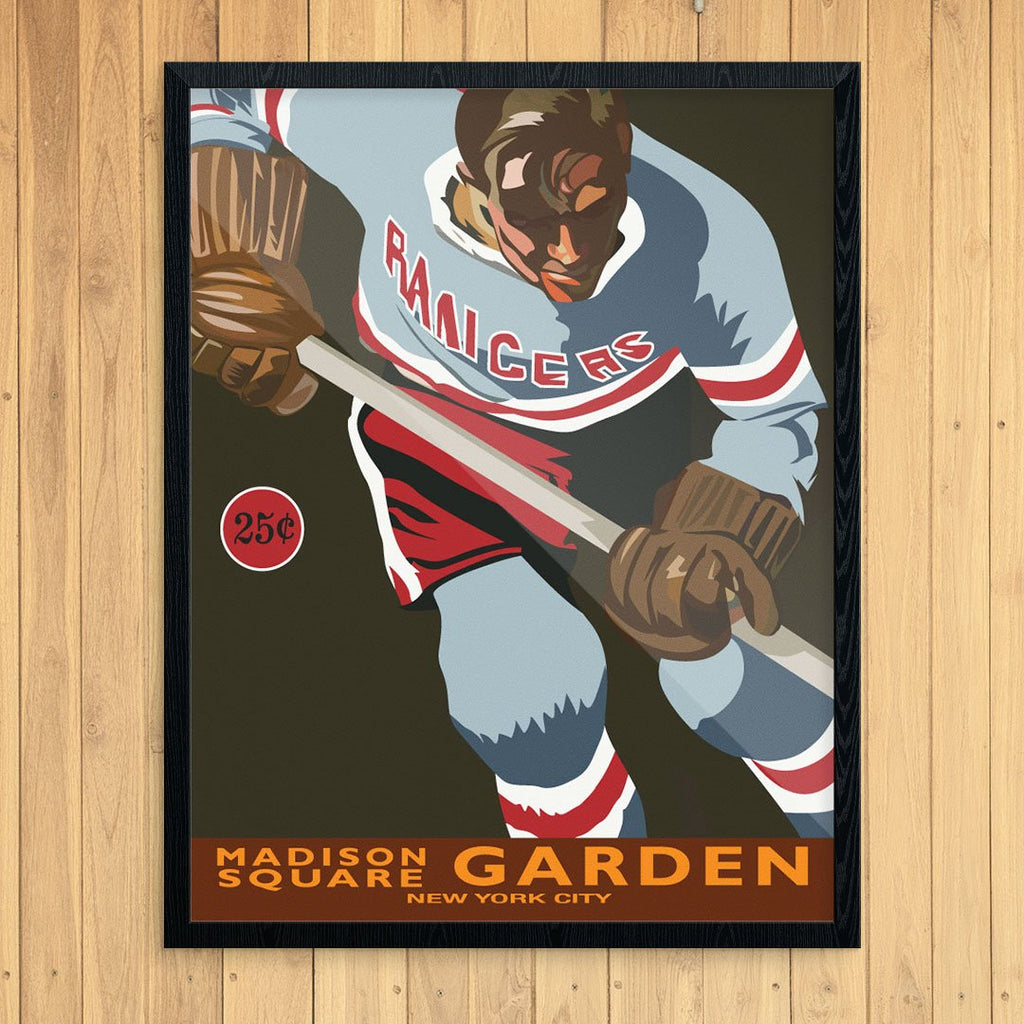 Vintage New York Rangers Hockey Player at Madison Square Garden Print