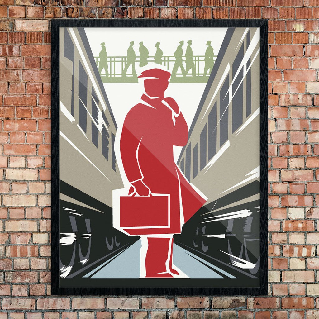 Commuter Amid the Rushing Trains Print