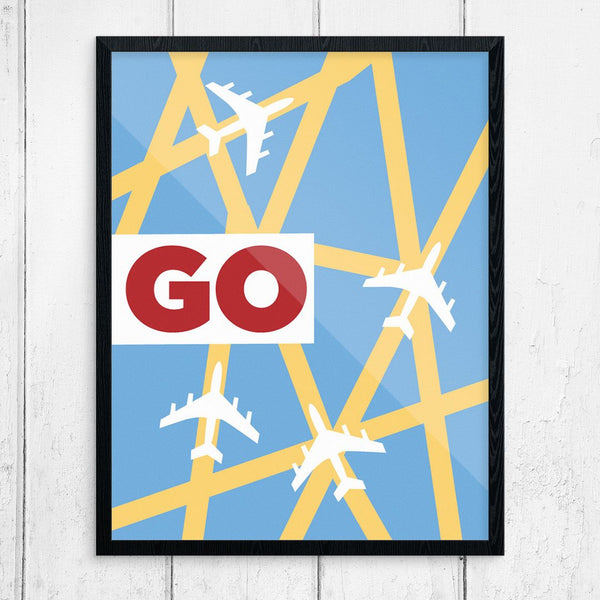 Go Airplace Travel Grid Print