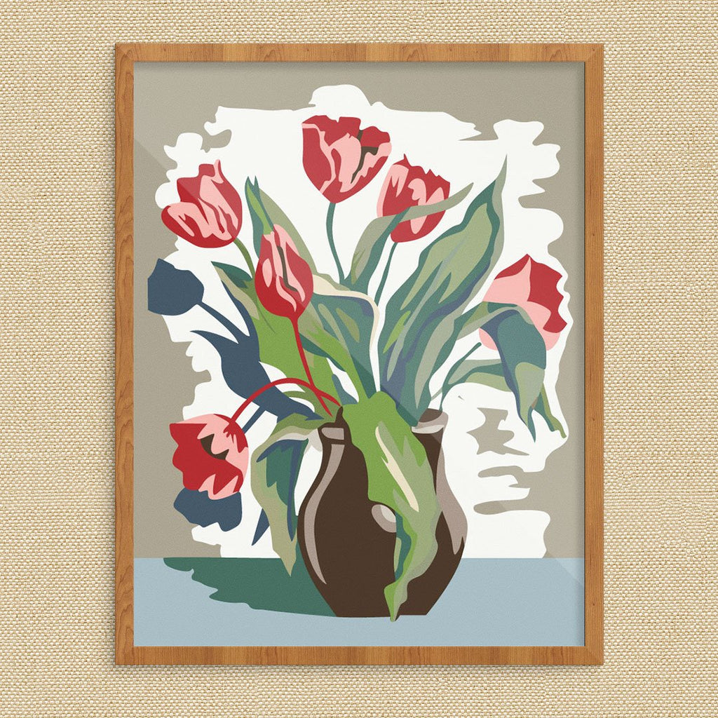 Paint by Number Style Tulips Print Greeting Card
