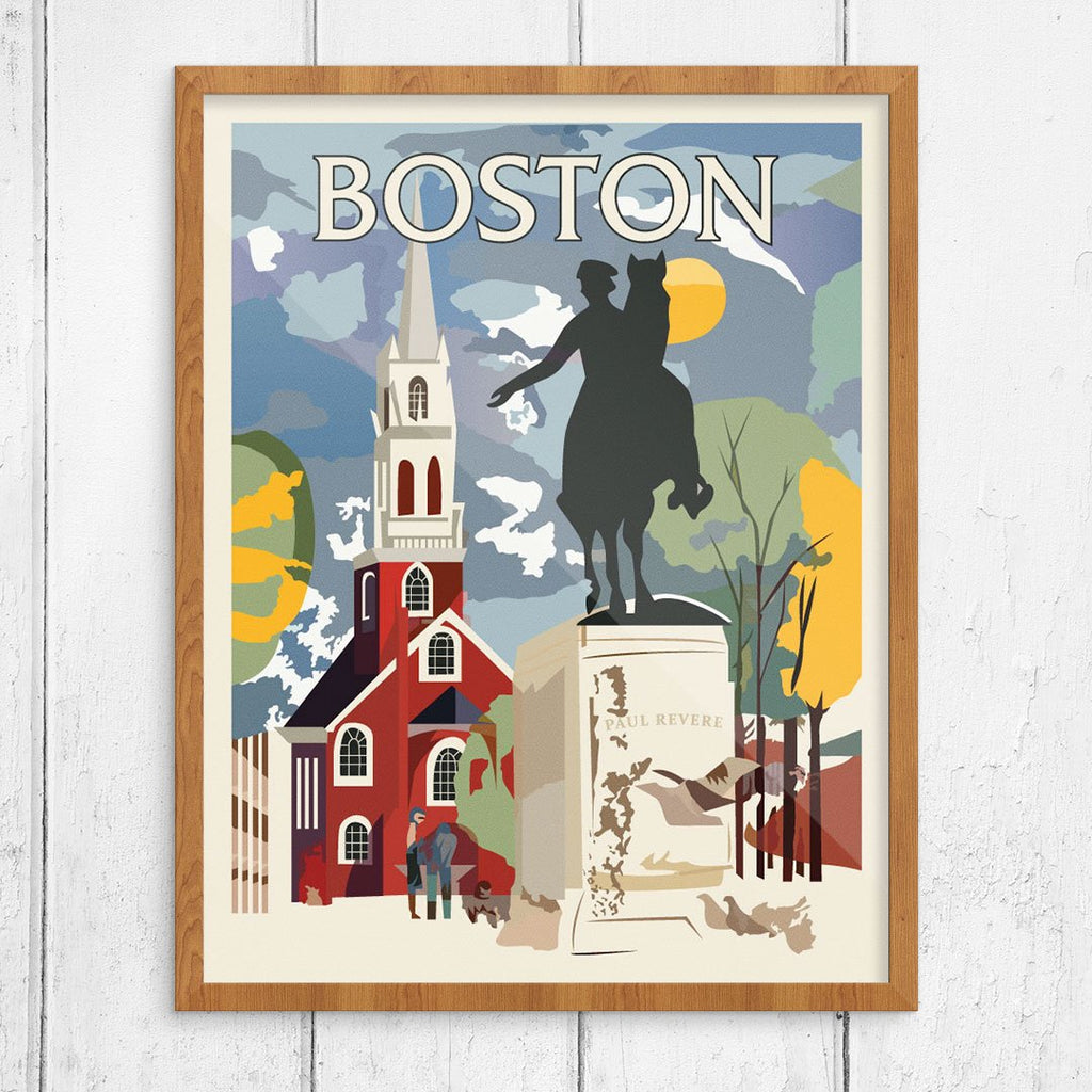 Boston Paul Revere Monument & Old North Church Print