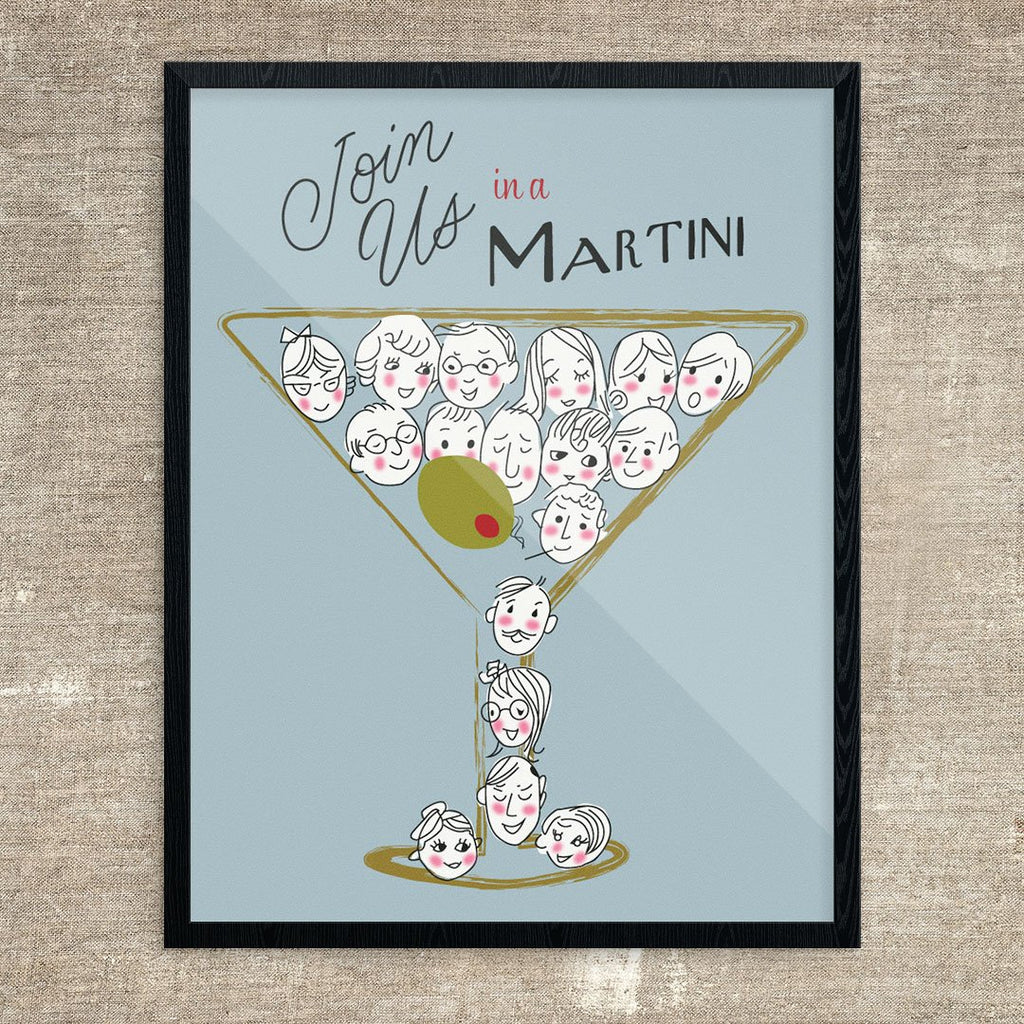 Join Us In A Martini Retro Cocktail Print