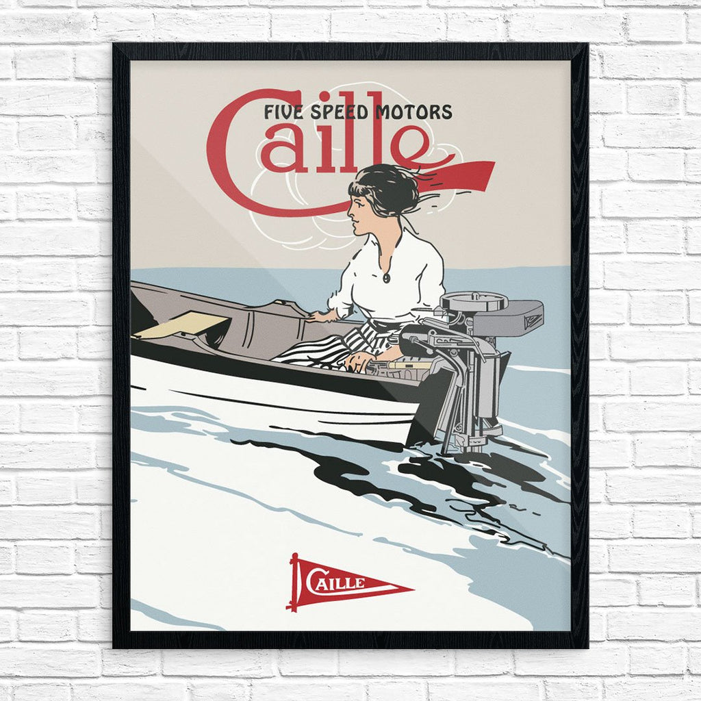 Caille 5 Speed Motors Motorboat Print