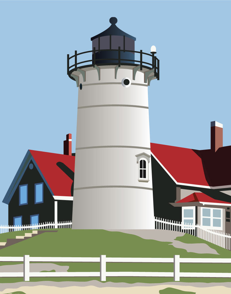 Nobska Light Falmouth Magnet & Greeting Card