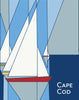 Cape Cod Geometric Sailboats Magnet & Greeting Card