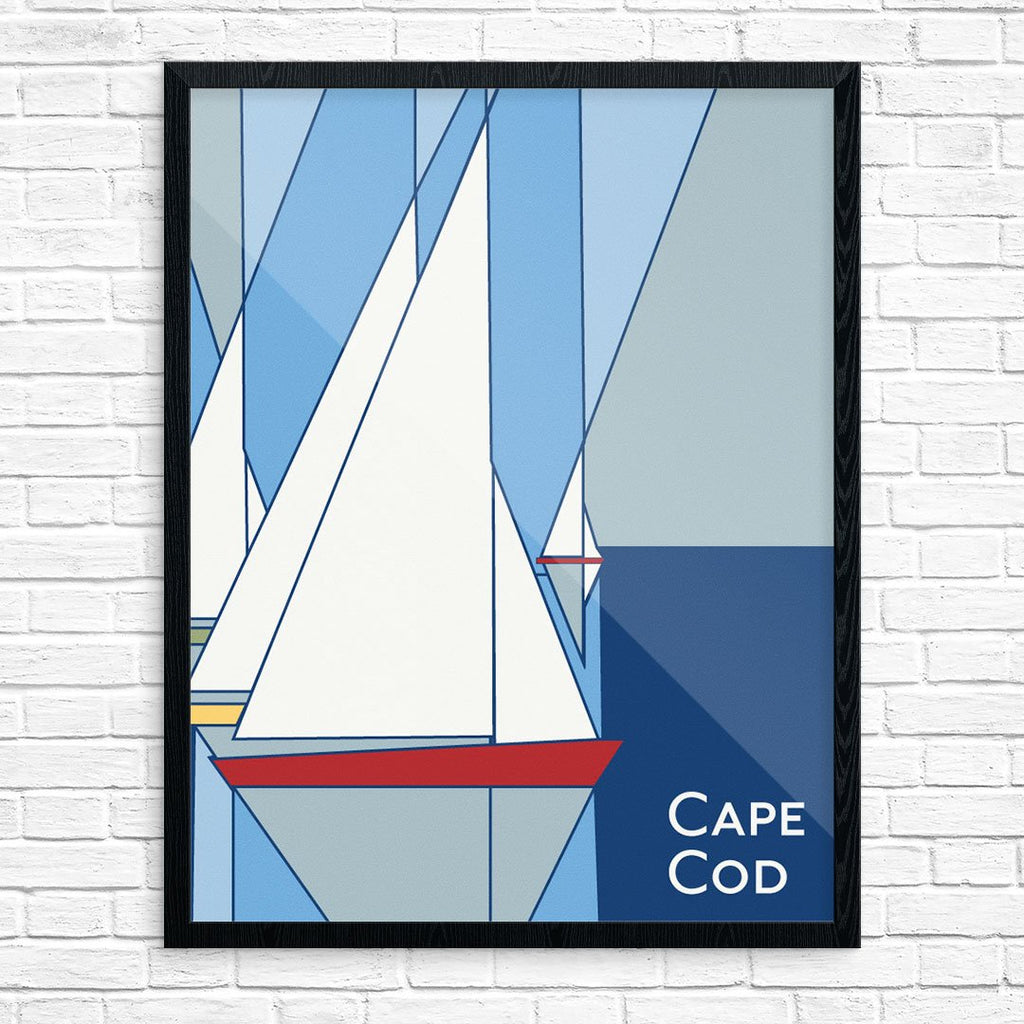 Cape Cod Geometric Sailboats 11 x 14 Print