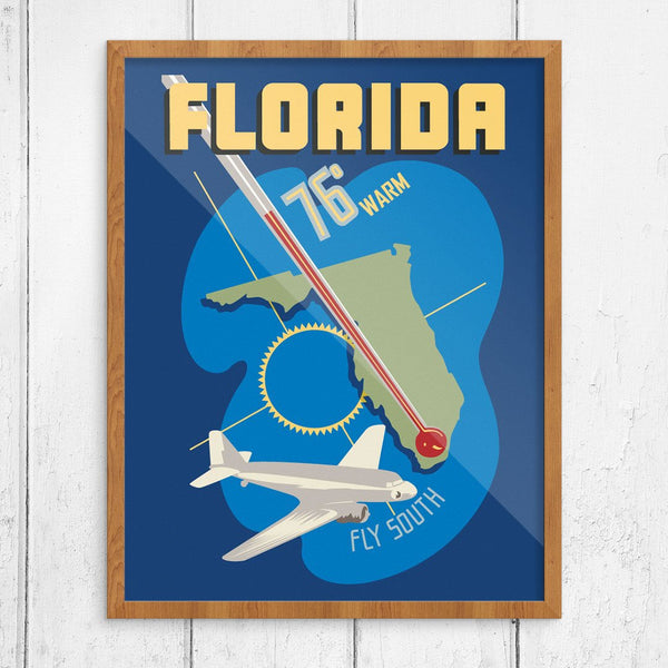 Fly South to Warm Florida Travel Poster