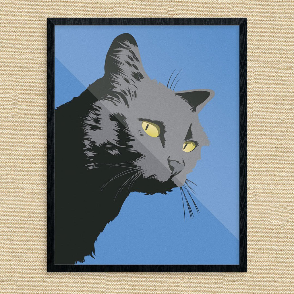 Yellow Eyed Black Cat Print