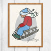 Greetings from the Sledding Boy Print