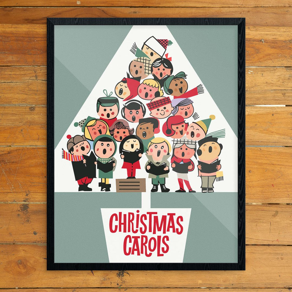 Christnas Caroling Kids Mid-Century Christmas Print