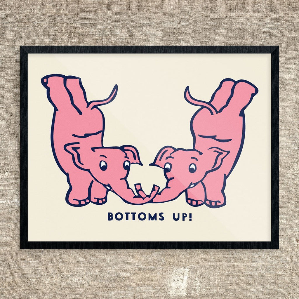 Bottons Up ! Pint Elephants Cocktail Print