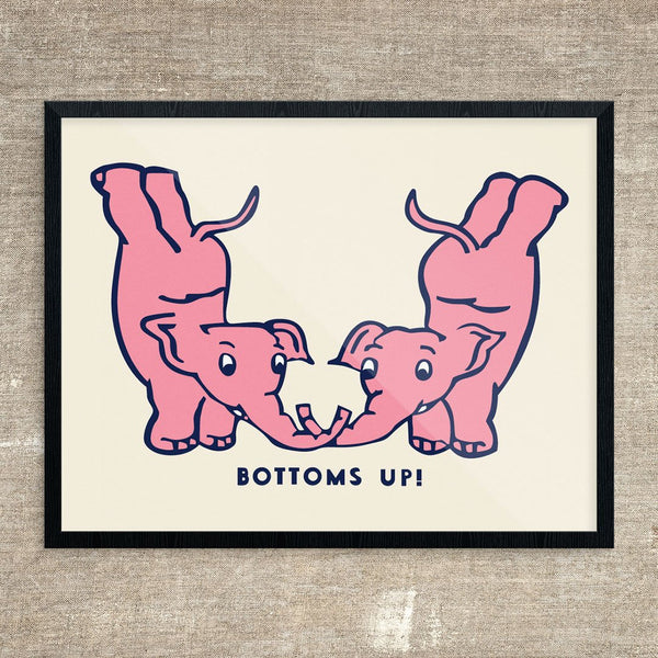 Bottons Up ! Pint Elephants Cocktail Print