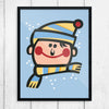 Happy Bundled Up Snowy Boy Print