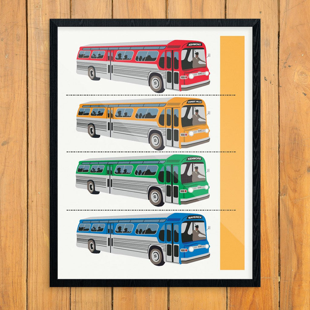 General Motors 1958 Public Transportation Bus Line Up Print