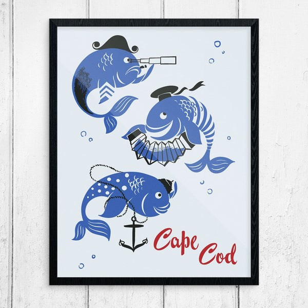 Cape Cod Fish Navy Print