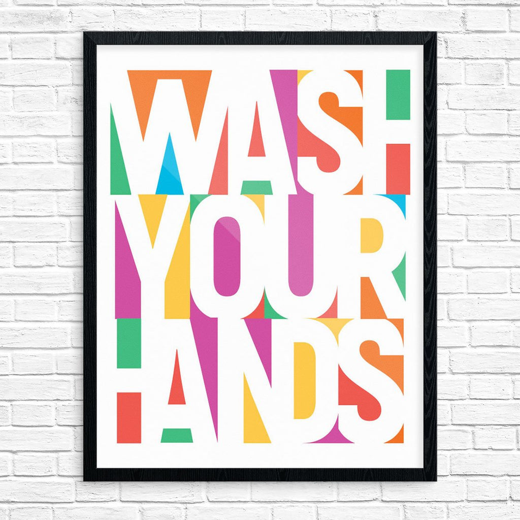 Wash Your Hands Colorful Blocks Print